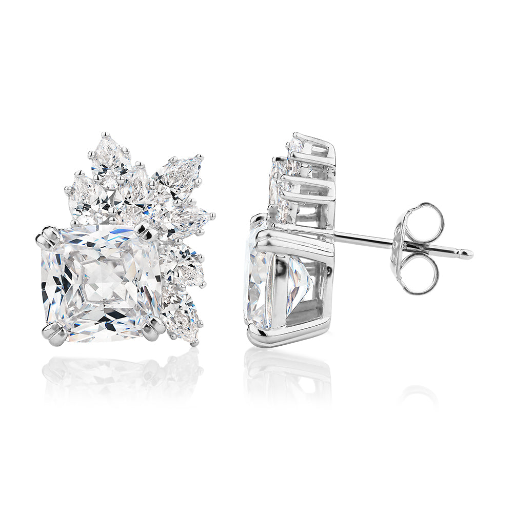 Statement earrings with 8.76 carats* of diamond simulants in sterling silver - Image 2