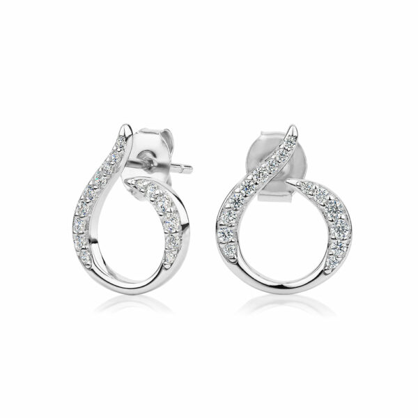 Round Brilliant diamond simulant fancy earrings in sterling silver