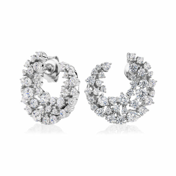 Round Brilliant fancy earrings with 2.45 carats* of diamond simulants  in sterling silver
