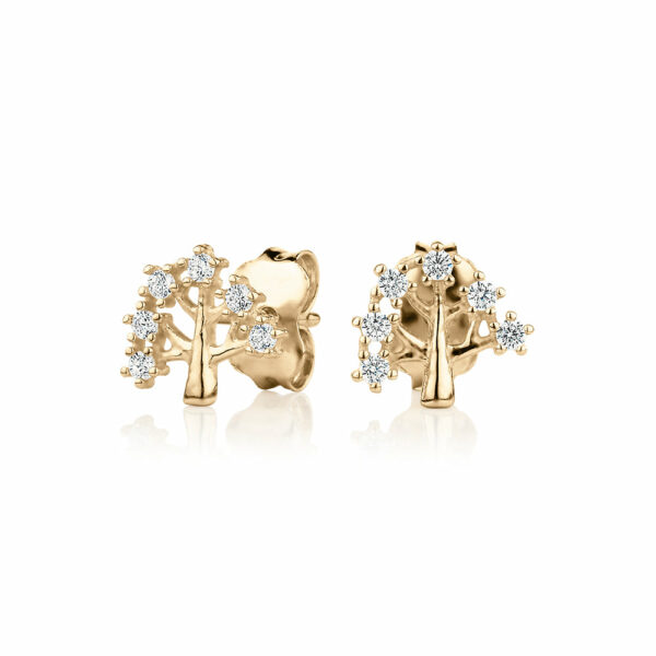 Round Brilliant fancy earrings with diamond simulants in 10 carat yellow gold