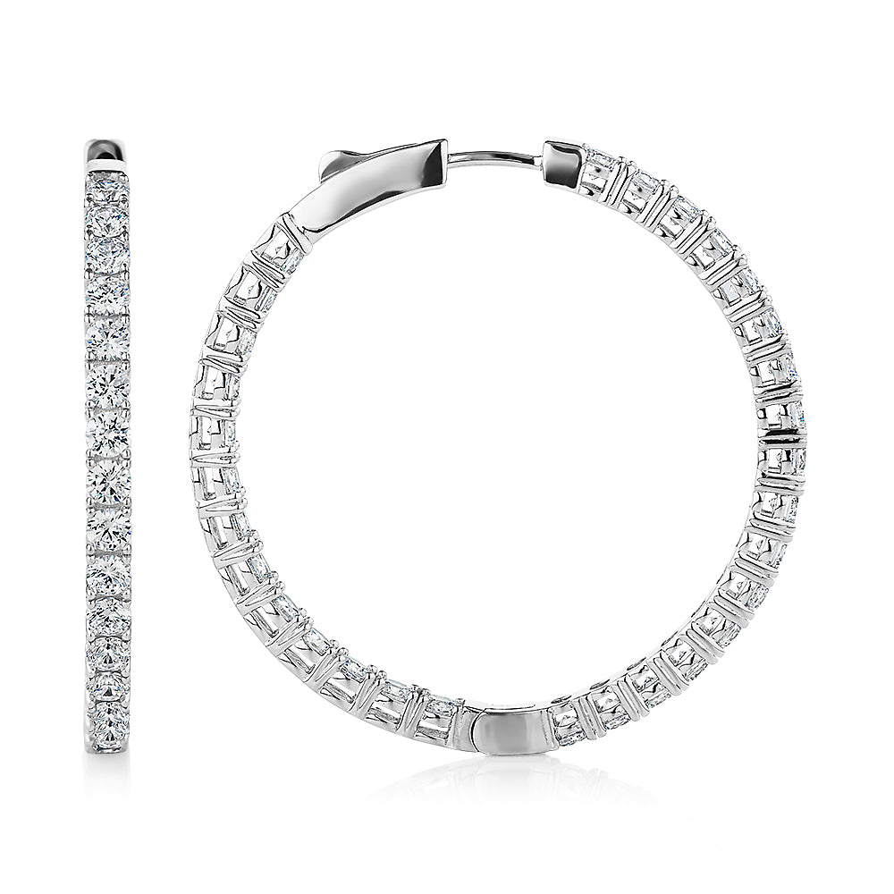 Round Brilliant hoop earrings with 6.60 carats* of diamond simulants in sterling silver - Image 2