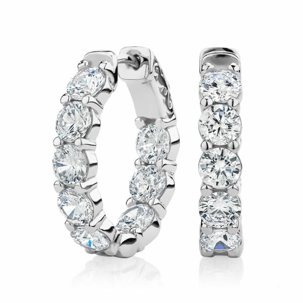 Round Brilliant hoop earrings with 5.76 carats* of diamond simulants in sterling silver