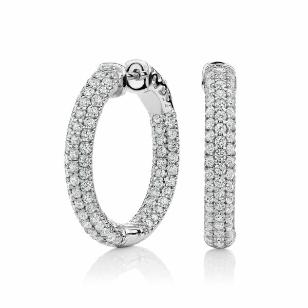 Round Brilliant hoop earrings with 2.67 carats* of diamond simulants in sterling silver