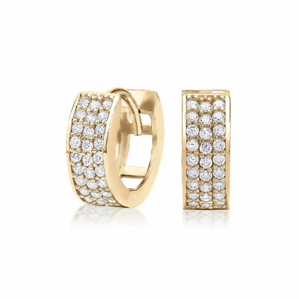 Round Brilliant hoop earrings with diamond simulants in 10 carat yellow gold