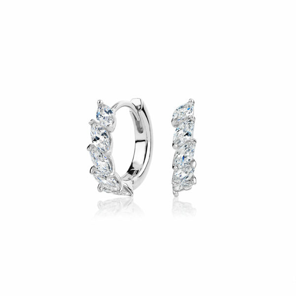 Marquise hoop earrings with 1.4 carats* of diamond simulants in sterling silver
