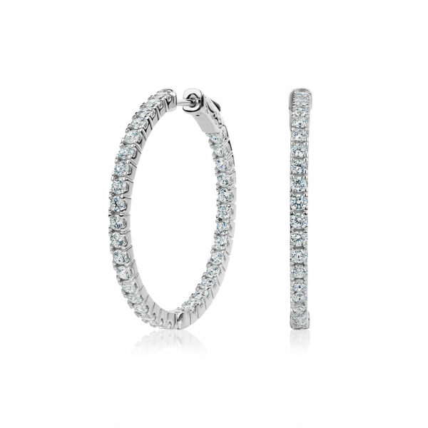 Round Brilliant hoop earrings with 1.66 carats* of diamond simulants in sterling silver
