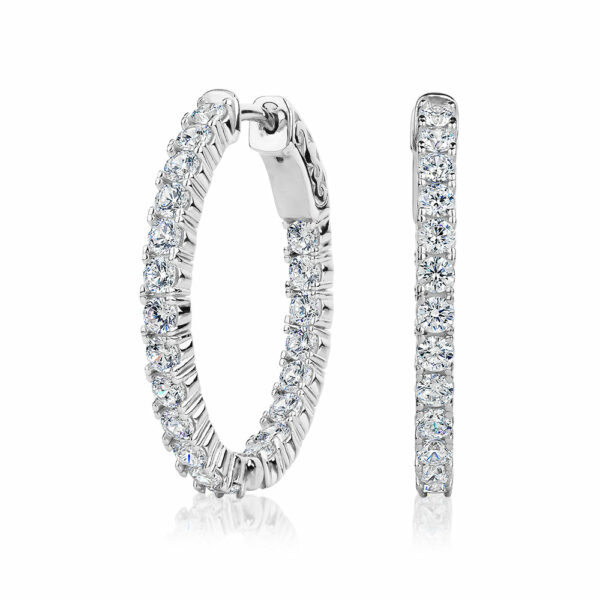 Round Brilliant hoop earrings with 2.52 carats* of diamond simulants in sterling silver