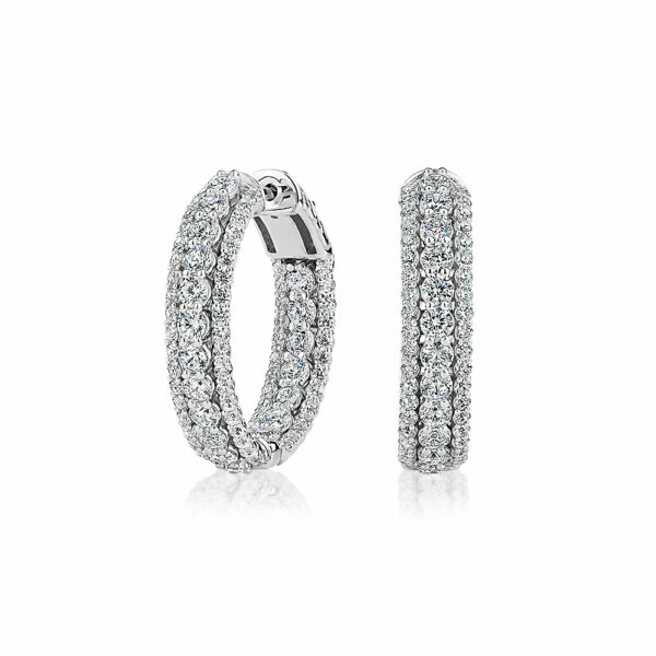 Round Brilliant hoop earrings with 2.71 carats* of diamond simulants in sterling silver