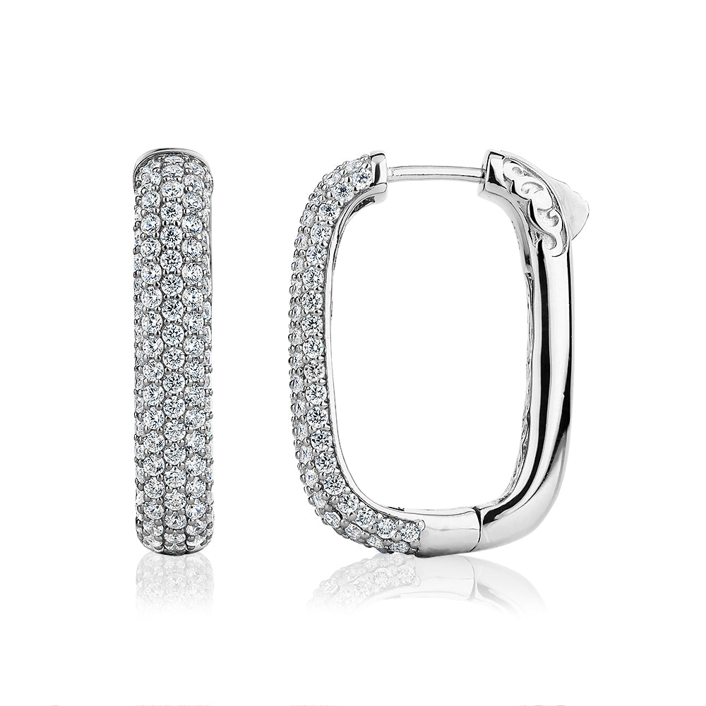 Round Brilliant hoop earrings with 1.98 carats* of diamond simulants in sterling silver - Image 2