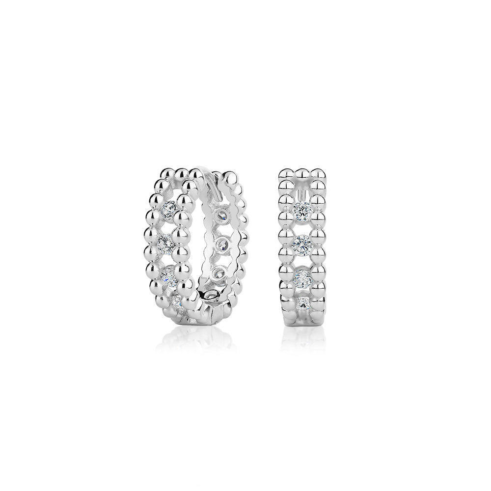 Round Brilliant hoop earrings with 0.48 carats* of diamond simulants in sterling silver