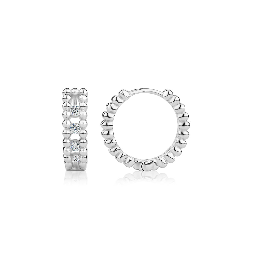 Round Brilliant hoop earrings with 0.48 carats* of diamond simulants in sterling silver - Image 2