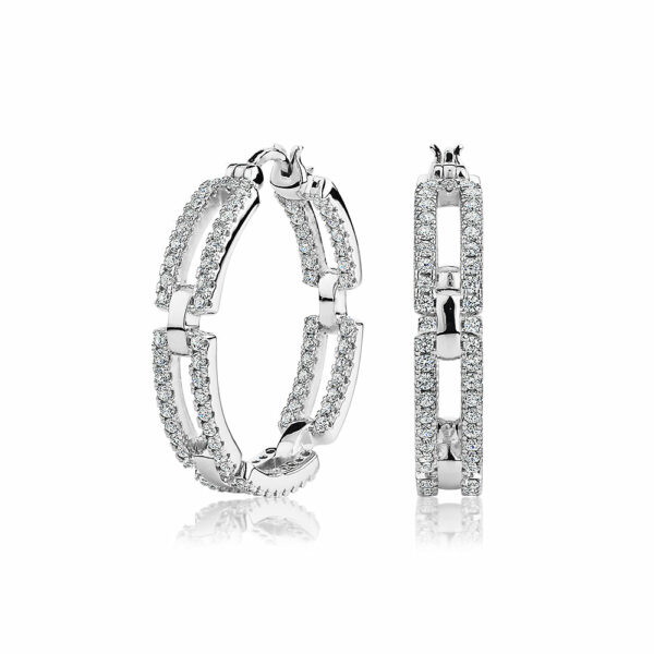 Round Brilliant hoop earrings with 1.66 carats* of diamond simulants in sterling silver