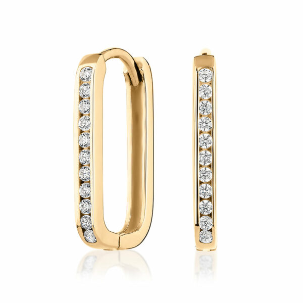 Round Brilliant hoop earrings with diamond simulants in 10 carat yellow gold