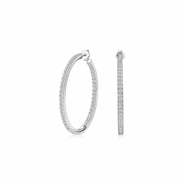 Round Brilliant hoop earrings with 2.82 carats* of diamond simulants in sterling silver
