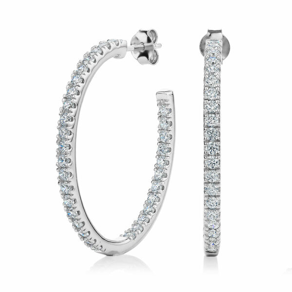 Round Brilliant hoop earrings with 1.92 carats* of diamond simulants in sterling silver