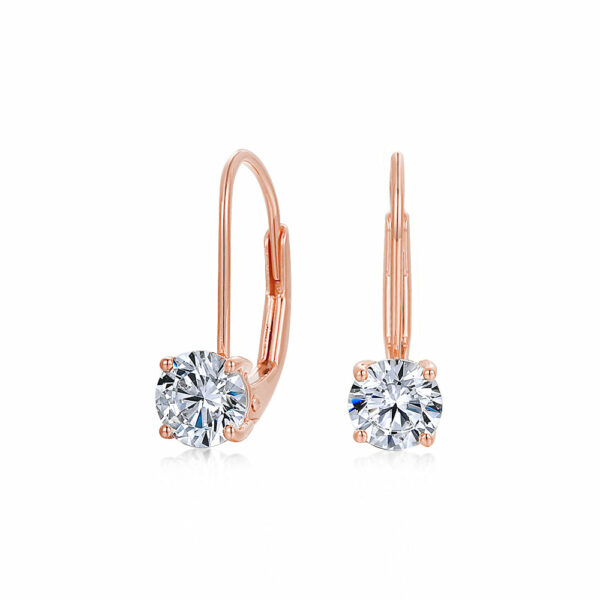Round Brilliant drop earrings with 1 carat* of diamond simulants in 10 carat rose gold