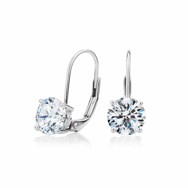 Round Brilliant drop earrings with 2 carats* of diamond simulants in 10 carat white gold