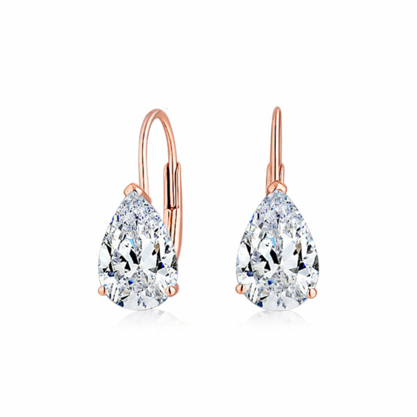 Pear drop earrings with 2 carats* of diamond simulants in 10 carat rose gold