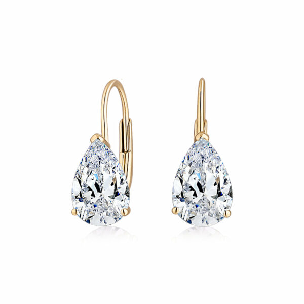 Pear drop earrings with 2 carats* of diamond simulants in 10 carat yellow gold