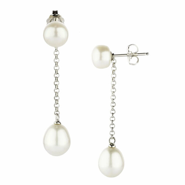 Cultured freshwater pearl drop earrings in sterling silver