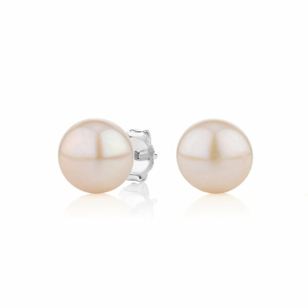 Cultured freshwater pearl 8.5mm stud earrings in sterling silver