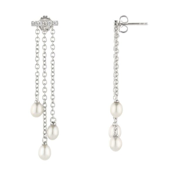Cultured freshwater pearl drop earrings in sterling silver