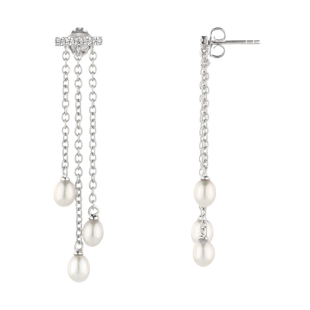 Cultured freshwater pearl drop earrings in sterling silver