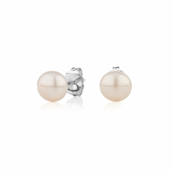 Cultured freshwater pearl 6.5mm stud earrings in sterling silver