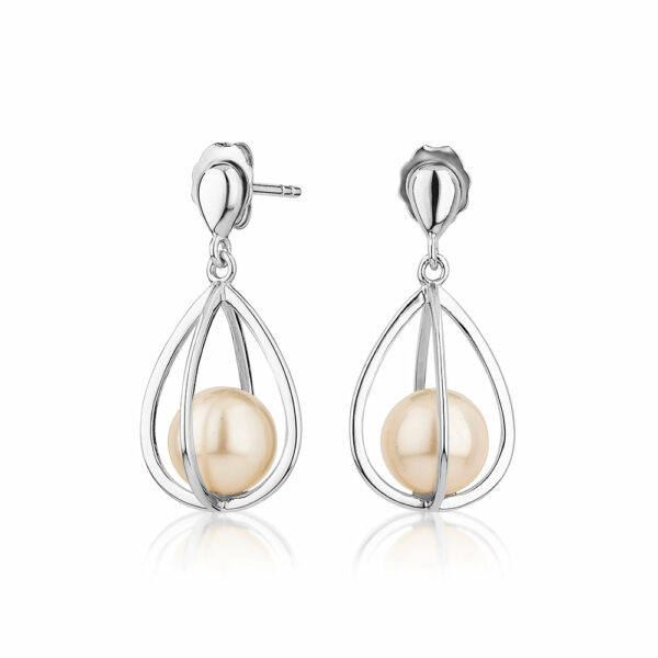 Cultured freshwater pearl drop earrings in sterling silver