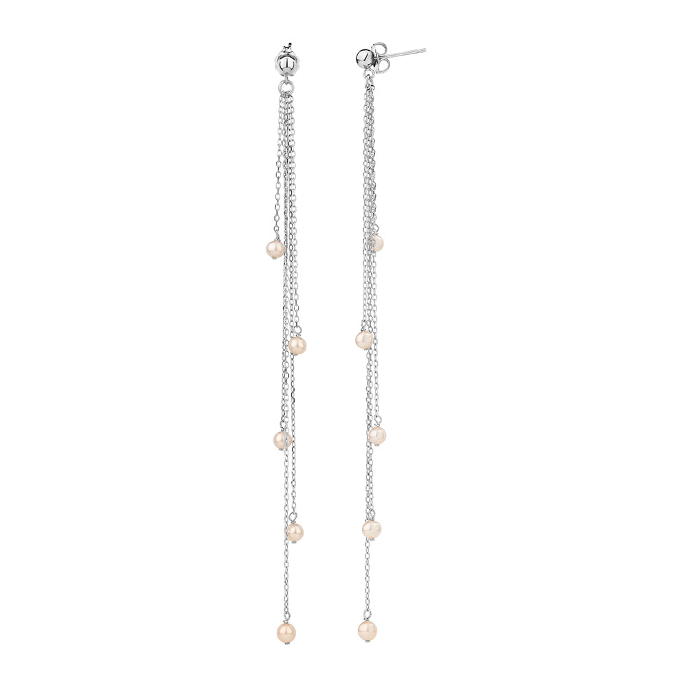 Cultured freshwater pearl drop earrings in sterling silver - Image 2