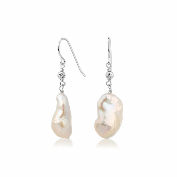 Cultured freshwater pearl drop earrings in sterling silver