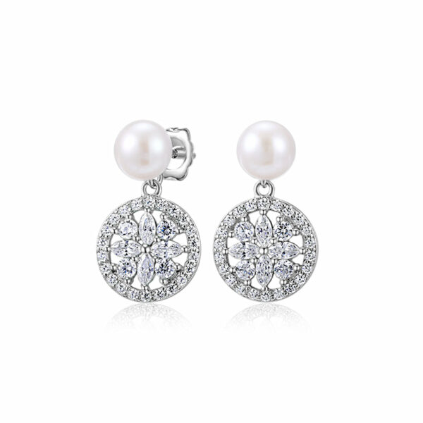 Cultured freshwater pearl drop earrings in sterling silver