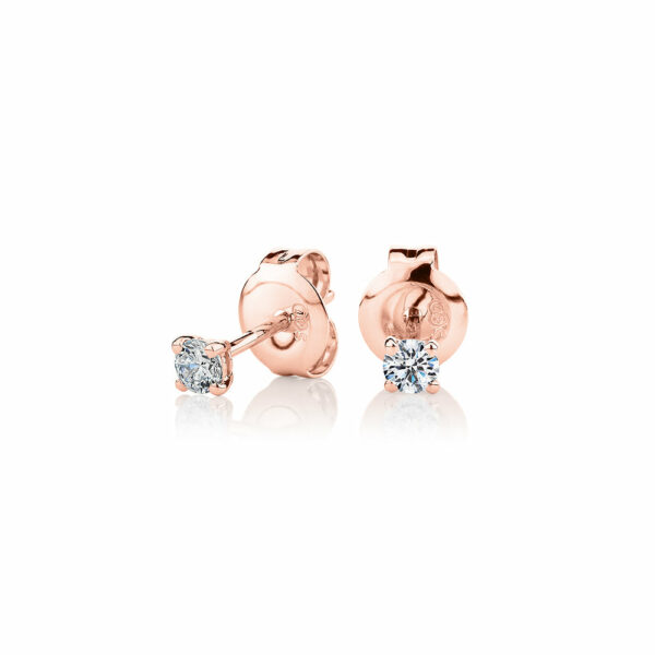 Round Brilliant stud earrings with 0.15 carats* of diamond simulants in 10 carat rose gold