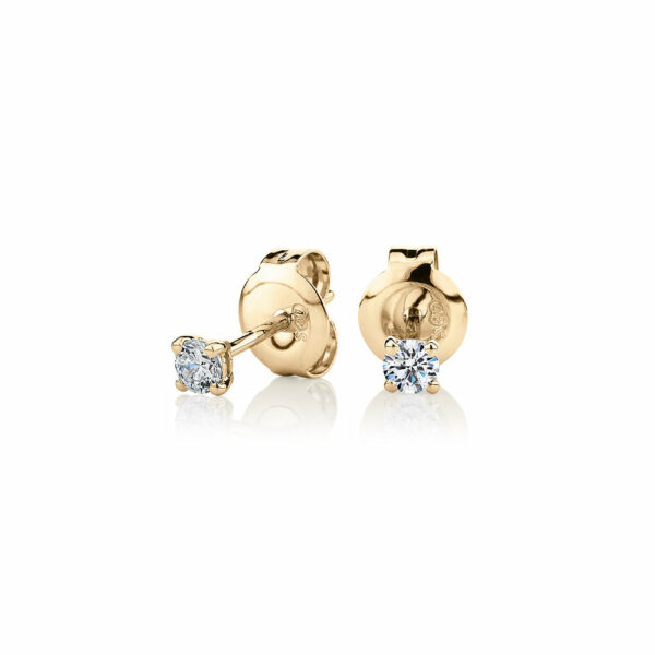 Round Brilliant stud earrings with 0.15 carats* of diamond simulants in 10 carat yellow gold