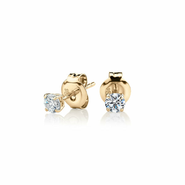 Round Brilliant stud earrings with 0.25 carats* of diamond simulants in 10 carat yellow gold
