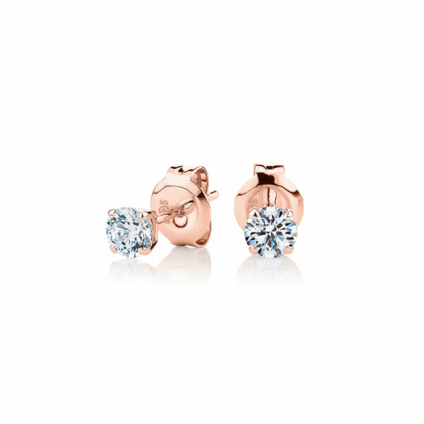 Round Brilliant stud earrings with 0.5 carats* of diamond simulants in 10 carat rose gold