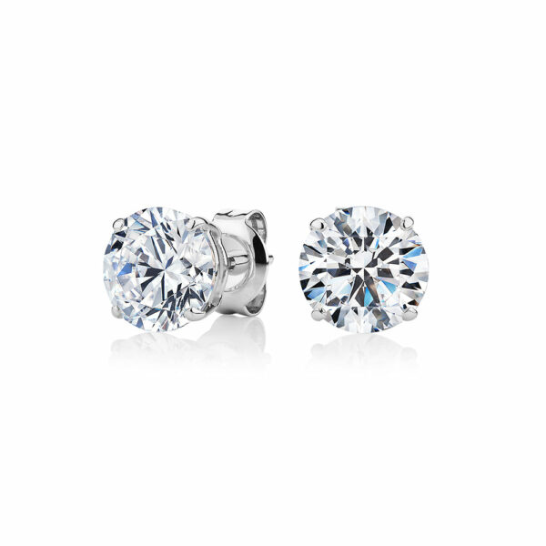 Round Brilliant stud earrings with 3 carats* of diamond simulants in 10 carat white gold