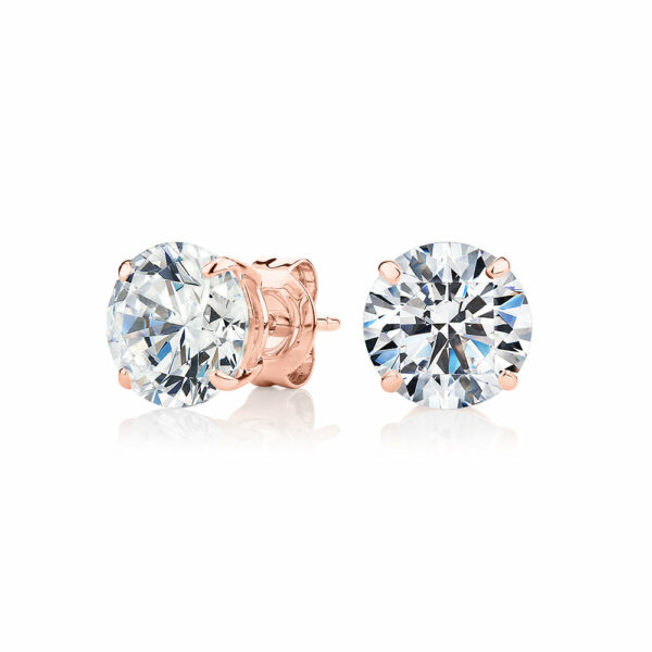 Round Brilliant stud earrings with 4 carats* of diamond simulants in 10 carat rose gold