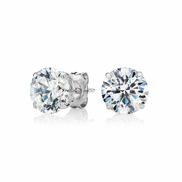 Round Brilliant stud earrings with 4 carats* of diamond simulants in 10 carat white gold