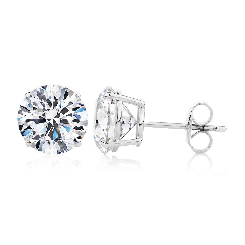 Round Brilliant stud earrings with 6 carats* of diamond simulants in 10 carat white gold - Image 2