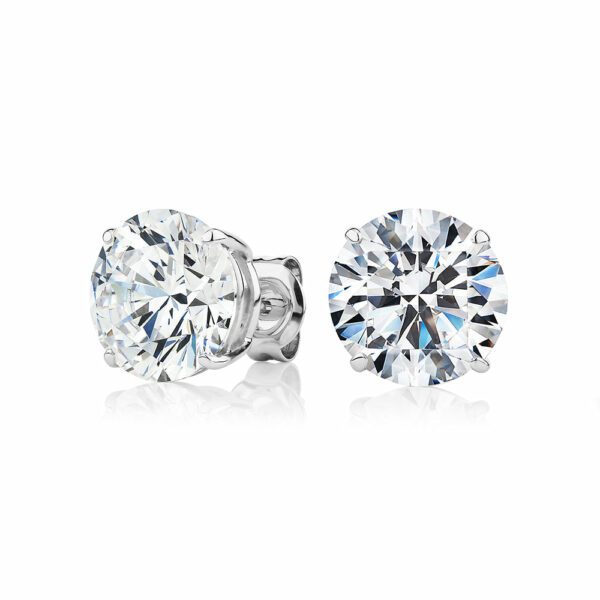 Round Brilliant stud earrings with 8 carats* of diamond simulants in 10 carat white gold
