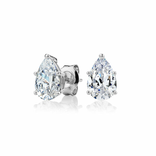 Pear stud earrings with 2 carats* of diamond simulants in 10 carat white gold