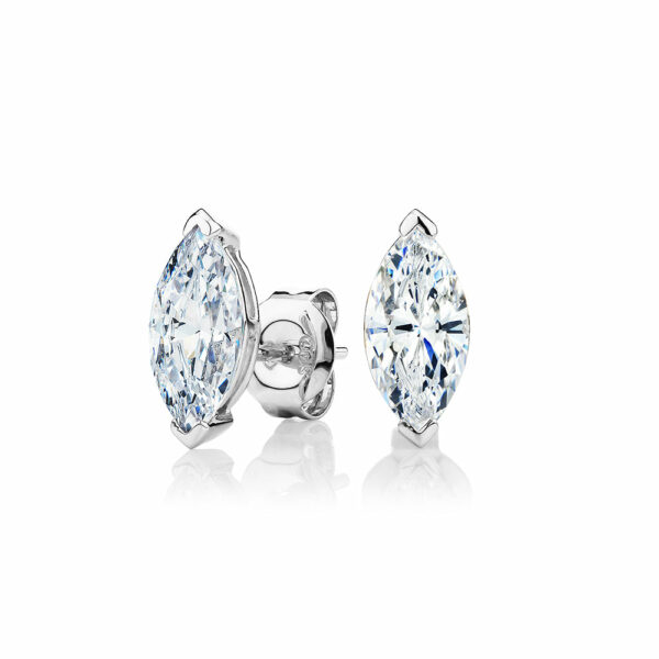 Marquise stud earrings with 2 carats* of diamond simulants in 10 carat white gold