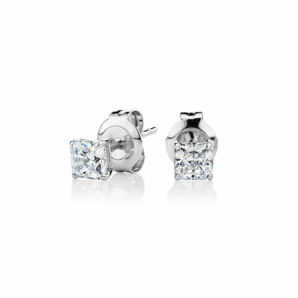 Princess Cut stud earrings with 0.5 carats* of diamond simulants in 10 carat white gold