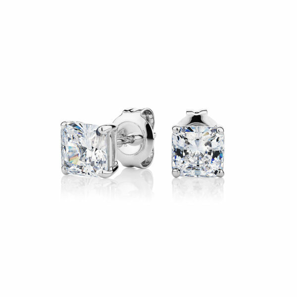 Princess Cut stud earrings with 1.5 carats* of diamond simulants in 10 carat white gold