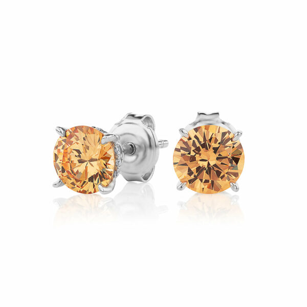 Round Brilliant stud earrings with 2.18 carats* of diamond simulants in sterling silver