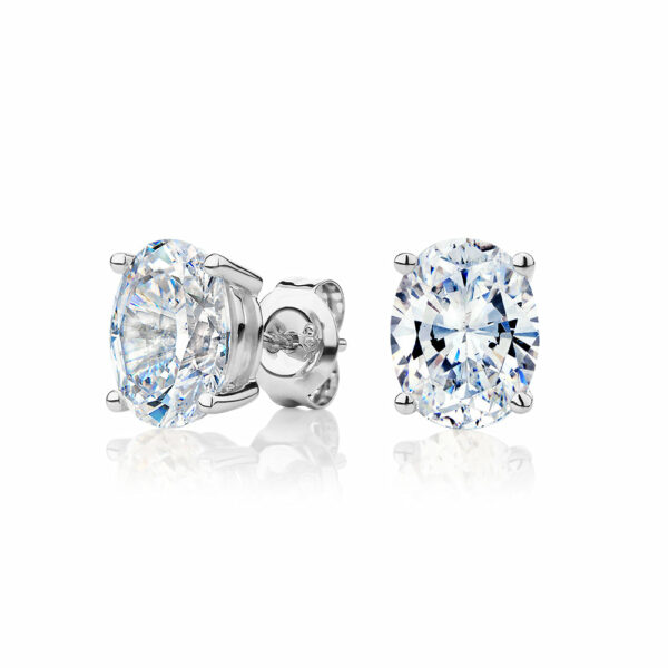 Oval stud earrings with 3.72 carats* of diamond simulants in 10 carat white gold