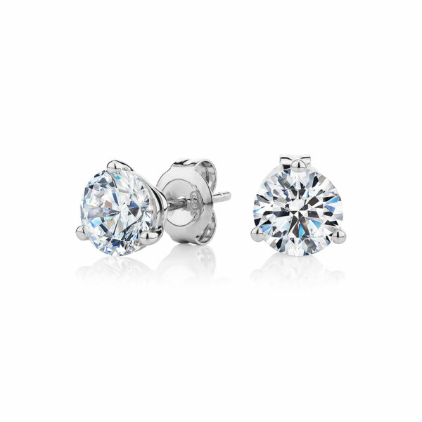 Round Brilliant stud earrings with 2.06 carats* of diamond simulants in 10 carat white gold