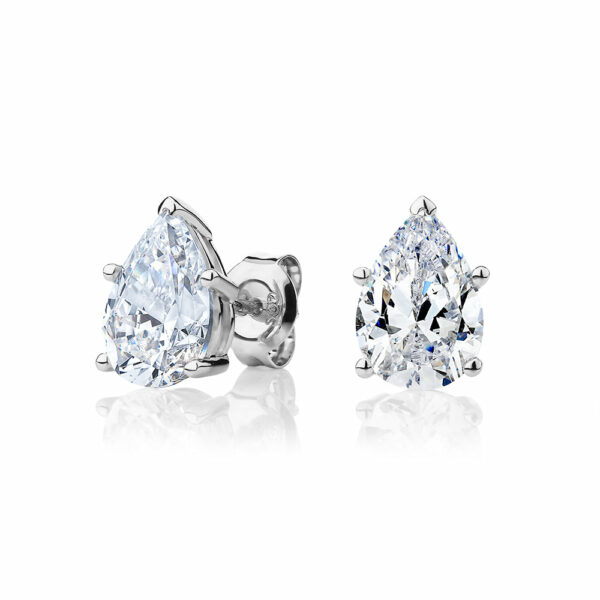 Pear stud earrings with 3.6 carats* of diamond simulants in 10 carat white gold