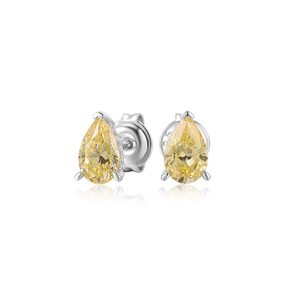 Pear and Round Brilliant stud earrings with 1.73 carats* of diamond simulants in sterling silver